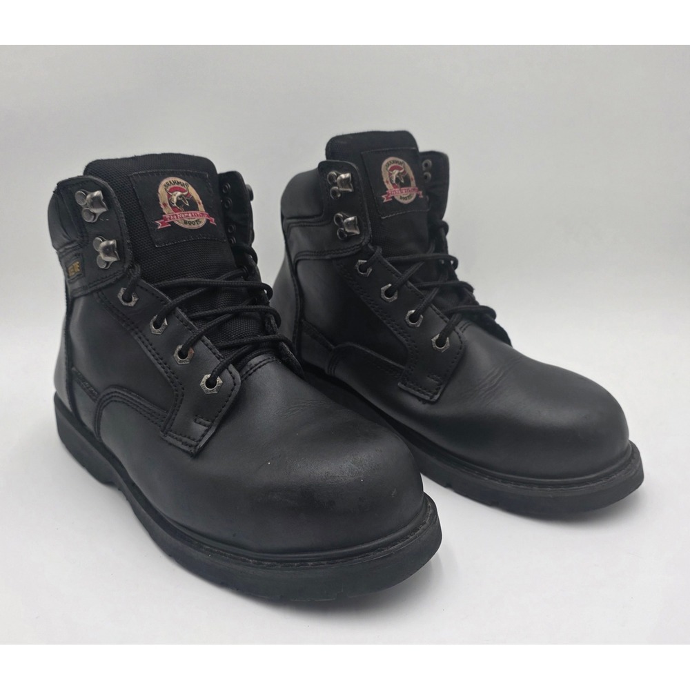 Brahma Gus Men's Black Leather Steel Toe Work Boots Size 10.5W